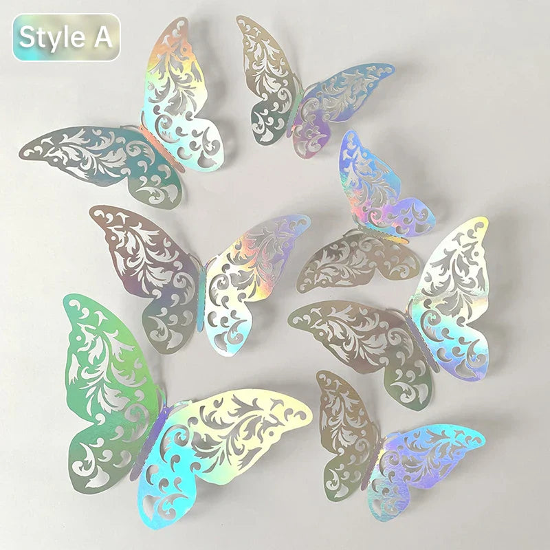 60pcs/Pack 3D Colorful Silver Butterflies DIY Wedding Festival Party Balloon Decoration Wall Hollow Butterfly Sticker (ONLINE ORDER ONLY)