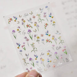 Hummingbird Iris Butterfly Peony Rose Tulip Daisy Lily Flowers Morning Glory Pearl Rhinestones Nail Art Sticker Decoration Decal (ONLINE ORDER ONLY)