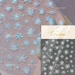Flying Snowflakes Cold Winter Geometric Hexagon Star Romantic Adhesive Nail Art Stickers Embossment Rhinestone Manicure Decals (ONLINE ORDER ONLY)