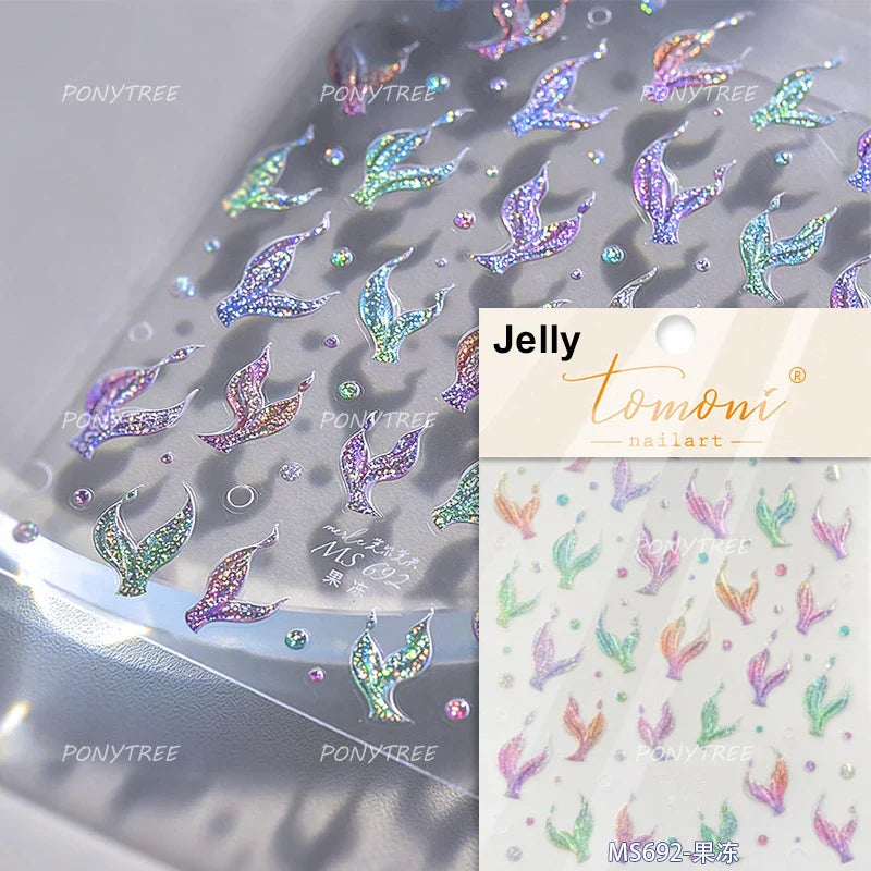 Colorful Bubbles Star Shiny Dreamy Glass Shards Flat 5D Soft Embossed Relief Self Adhesive Nail Art Sticker Chic Manicure Decal (ONLINE ORDER ONLY)
