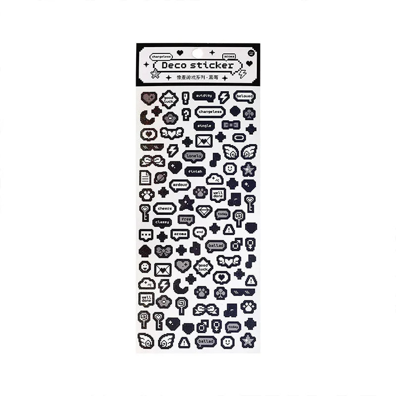 Korea Ins Cute Pixel Dialog Series Decorative Sticker Hand Account Idol Card DIY Material Sticker Personalized Kawaii Stationery (ONLINE ORDER ONLY)