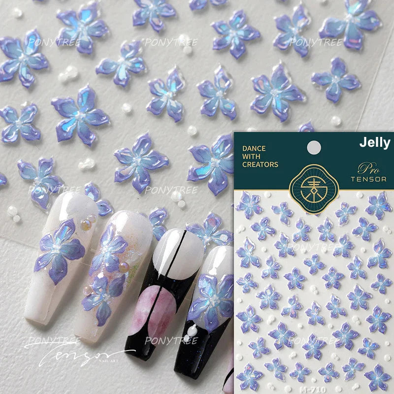 Charm Pink Yellow Flower Petal Stamen Stamen Peony Self Adhesive Nail Art Decorations Stickers Shiny Rhinestone Manicure Decals (ONLINE ORDER ONLY)