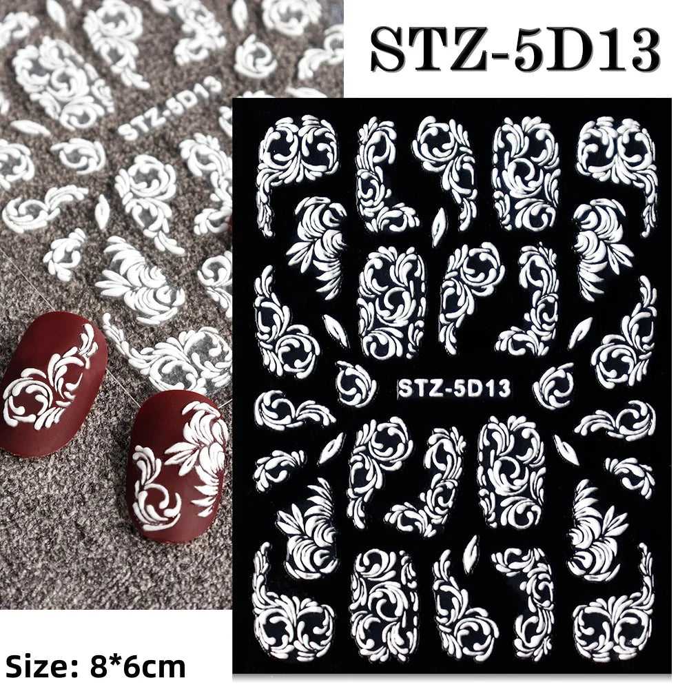 5D Embossed Gingerbread Man Nail Art Sticker Cute Christmas Winter Santa Claus Snowflake Elk Engraved Slider Manicure Decoration (ONLINE ORDER ONLY)
