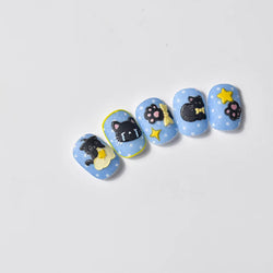 Cartoon Black Kitten Cute Cat Star Moon Bowknot Cat's Paw Flaky Cloud Self Adhesive Nail Art Decoration Stickers Manicure Decals (ONLINE ORDER ONLY)