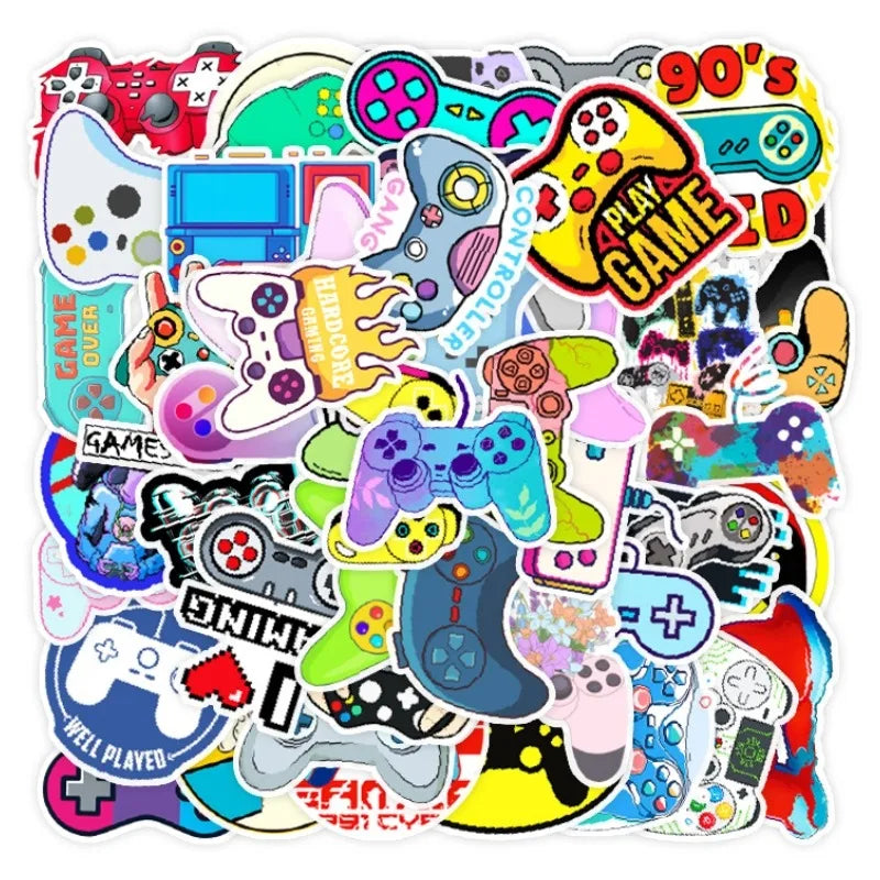 50pcs Game Controller Sticker Pack for Laptop, Phone, Scooter, Water Bottle, Suitcase, Stationery, Refrigerator (Online Order Only)
