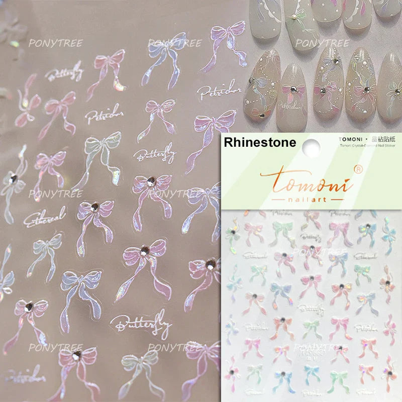 Black Rabbit Bunny Ribbon Bowknot Flower Cake Daisy Dessert Knife Fork Butterfly Self Adhesive Nail Art Stickers Manicure Decals (ONLINE ORDER ONLY)