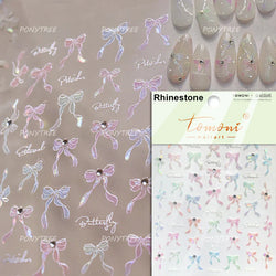Chic Shiny Bowknot Colorful Ribbon Stars Heart Butterfly Flower Delicate Romantic Nail Art Stickers Decoration Manicure Decals (Online Order Only)