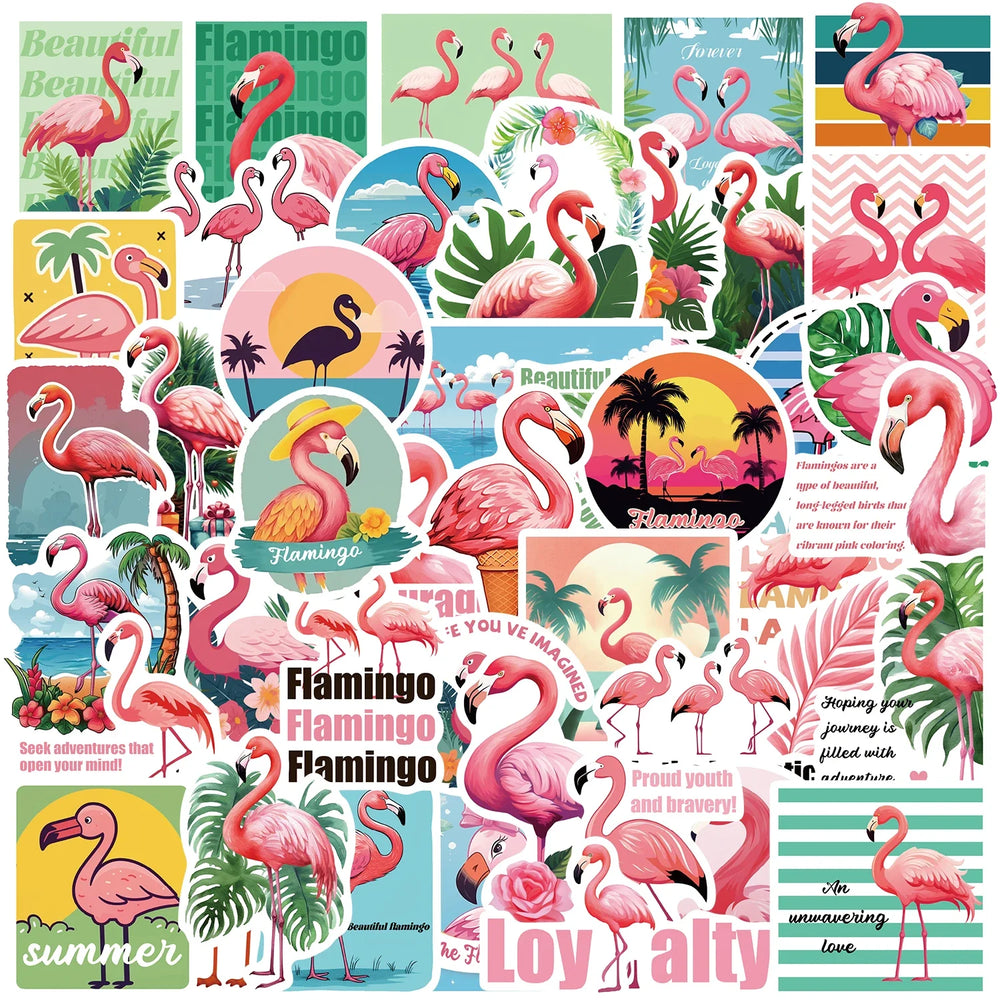 50pcs Flamingos Stickers Dream for DIY Girls Scrapbook Suitcase Water Bottle Phone Laptop Guitar Decal Cartoon Sticker Toys (Online Order Only)