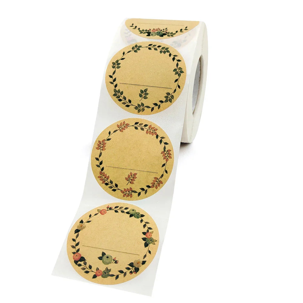Kraft Paper Flowers Thank You Label Stickers For Gift Card Package Party Wrapping Baking Small Business Wedding Decor 2 inch/5cm (ONLINE ORDER ONLY)