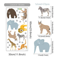 Cartoon African Animal Wall Stickers for Kids Nursery Decor Removable PVC Decals (ONLINE ORDER ONLY)