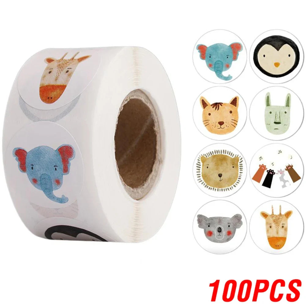 100-500pcs Cartoon Reward Sticker Children Encouragement Sealing Labels Kids Gifts Decorative Teacher Supplies Animal Sticker (ONLINE ORDER ONLY)