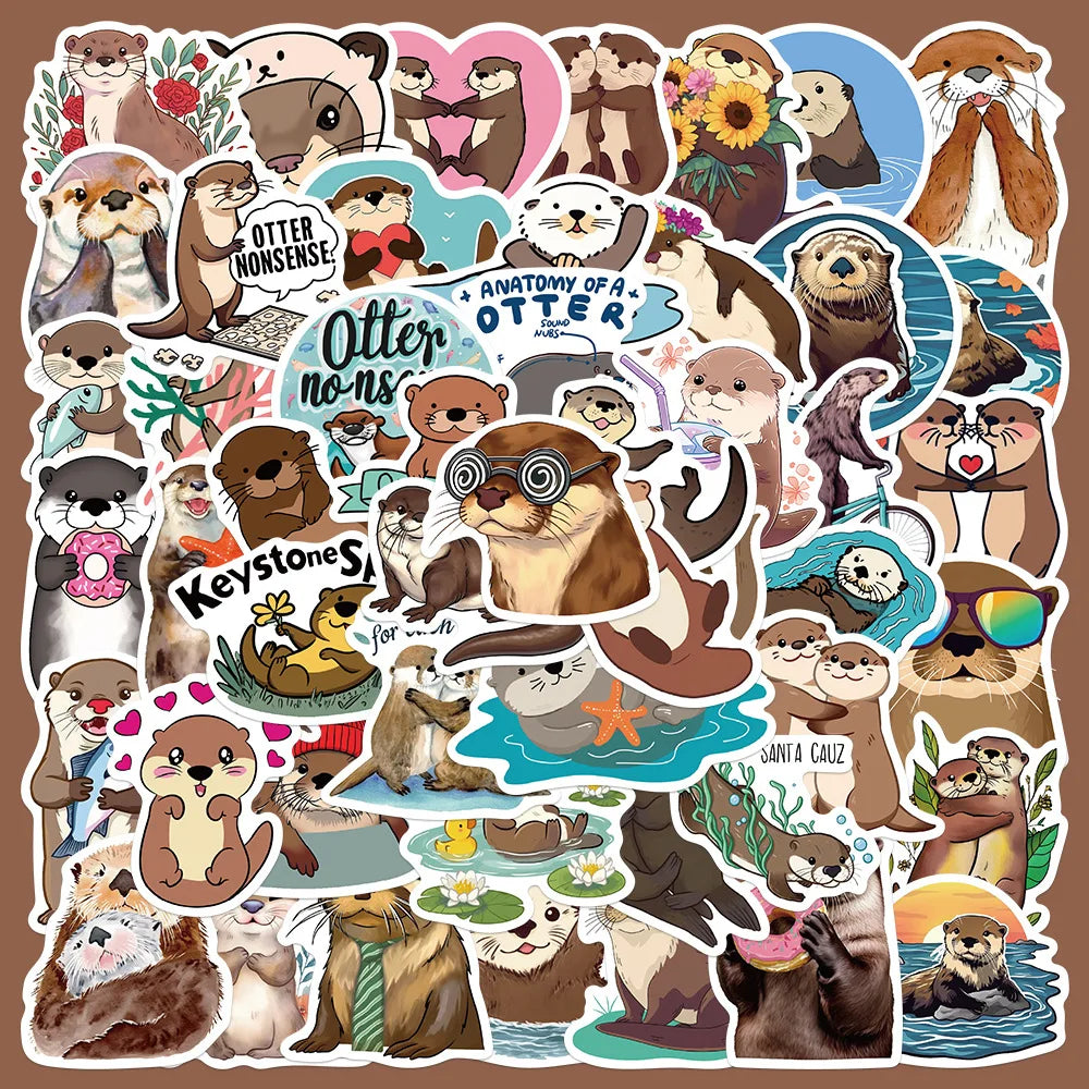 50pcs Cute Otter Cartoon Stickers for Helmet, Wall, DIY Decoration (ONLINE ORDER ONLY)