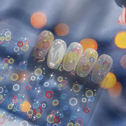 Colorful Bubbles Star Shiny Dreamy Glass Shards Flat 5D Soft Embossed Relief Self Adhesive Nail Art Sticker Chic Manicure Decal (ONLINE ORDER ONLY)