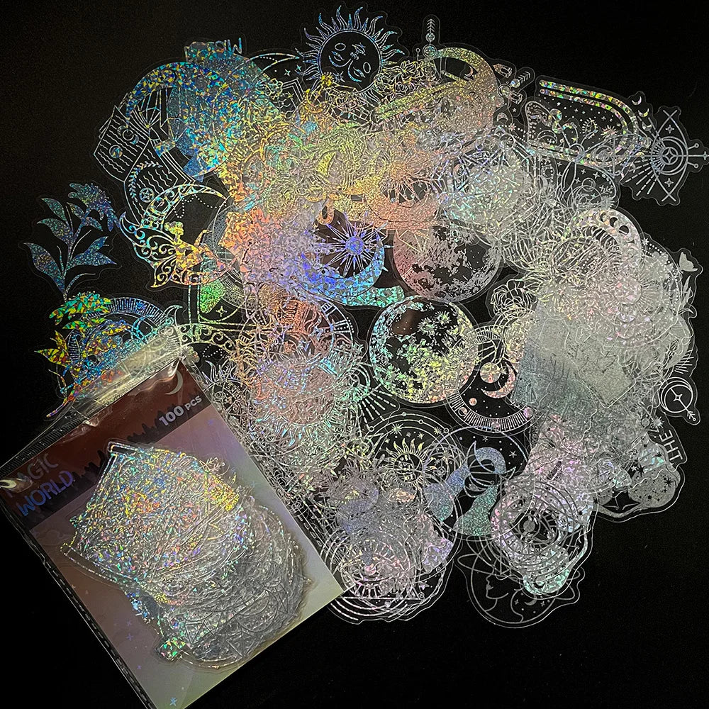 Holographic Cartoon Stickers: 10/30/50/100pcs Waterproof Decals for Laptop, Luggage, Skateboard, Phone, Car (Online Order Only)