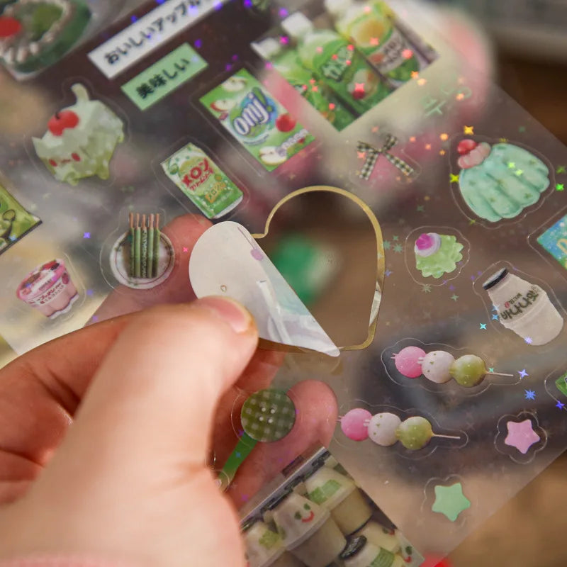 2pcs/set Y2K Retro Shop Series Glitter Decorative Sticker Journal Handbook Photocard Scrapbooking Kawaii Sticker Kids Gift (ONLINE ORDER ONLY)