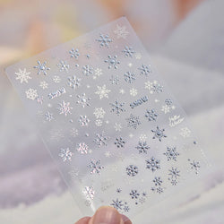 Shiny Snow Delicate Gold Pink Silver White Romantic Winter Self Adhesive Nail Art Stickers Snowflake Rhinestone Manicure Decals (ONLINE ORDER ONLY)