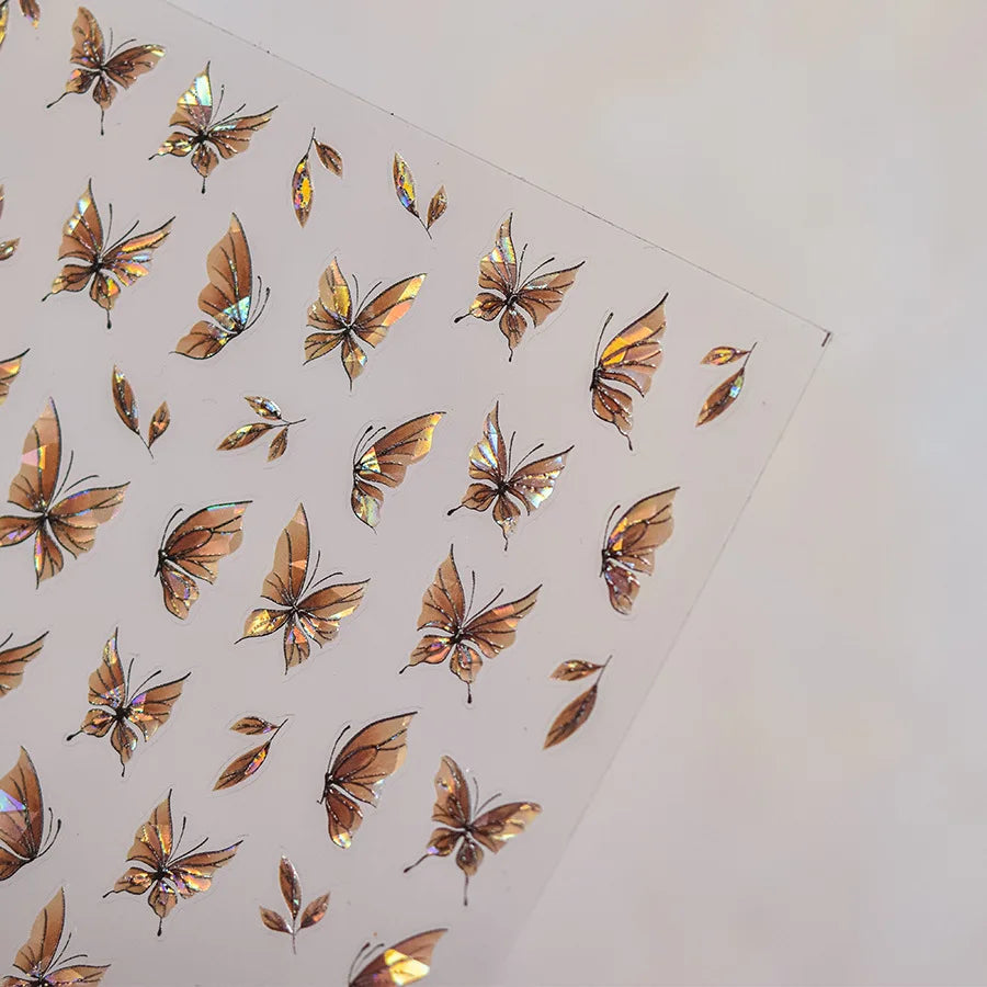 Dreamy Charming Shiny Beautiful Black White Butterfly Flower Love Heart Bowknot 5D Self Adhesive Nail Art Sticker Manicure Decal (ONLINE ORDER ONLY)