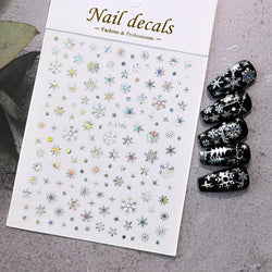 1PCS Laser Gold Snowflake Christmas Tree Nail Sticker 3D Adhesive Nail Decals Nail Art Accessories New Christmas Decoration 2024 (ONLINE ORDER ONLY)