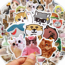 16 Style Funny Dog Cat Animal Meme Waterproof Graffiti Sticker Aesthetic Decorative Luggage Laptop Phone Scrapbook Kids Stickers (Online Order Only)