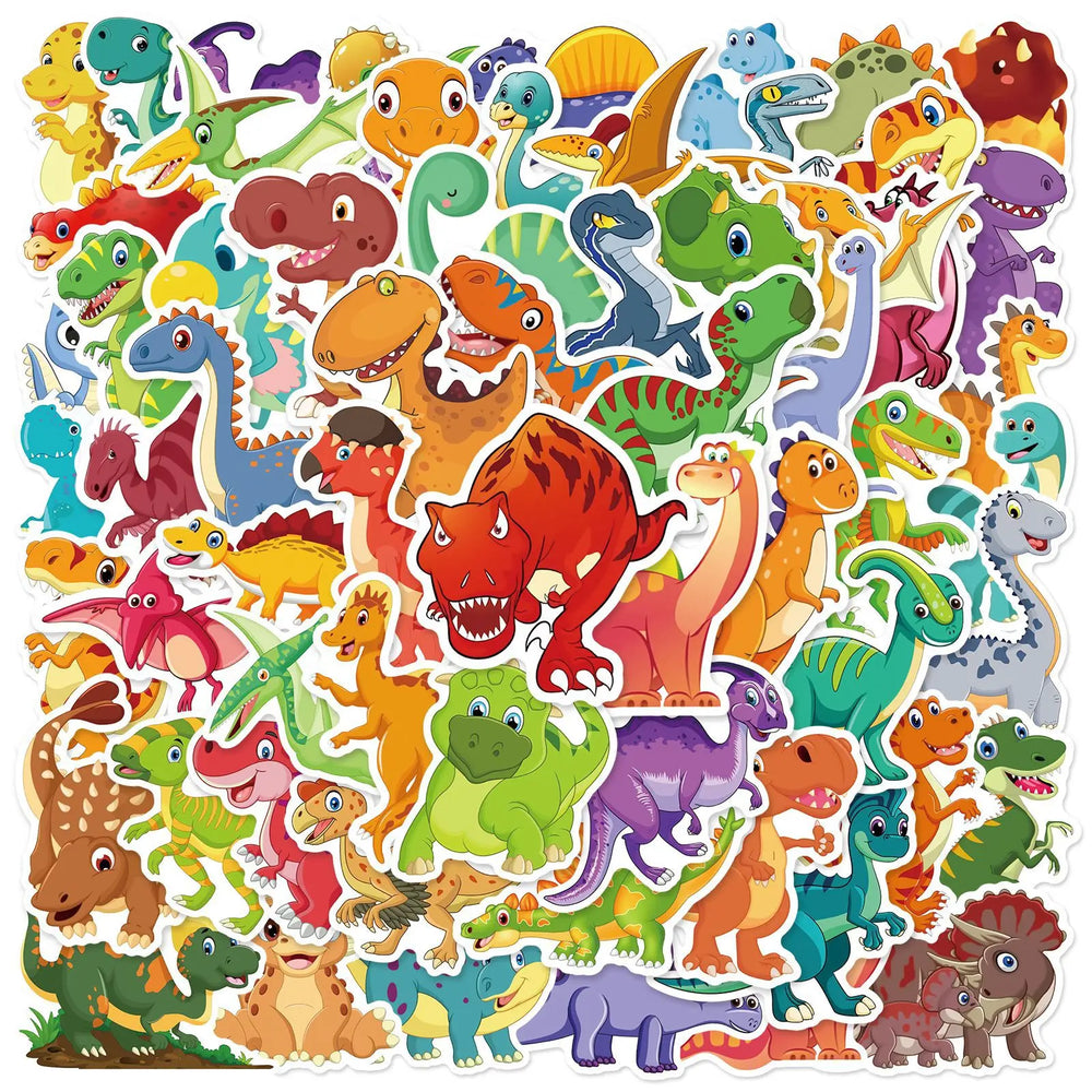 60pcs Cartoon Dinosaur Graffiti Stickers for Helmet, Wall, DIY Decor (Online Order Only)