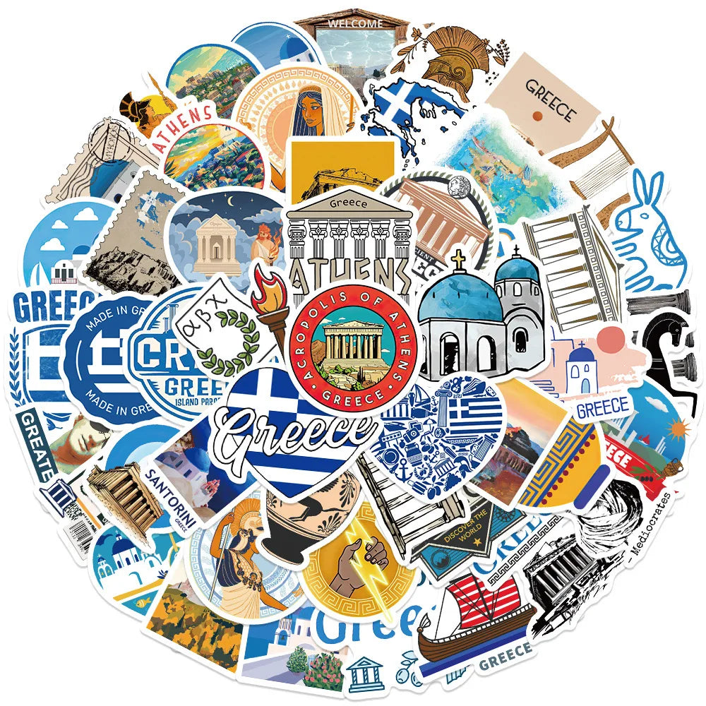 10/50PCS Greece City Travel Stickers Aesthetic World Famous Tourist Landscape Decals DIY Scrapbook Luggage Phone Car Sticker Toy (Online Order Only)
