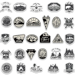 50Pcs Black and White Outdoor Sports Stickers Classic Car Motorcycle Skateboard Phone Laptop Adventure Stickers Wholesale (ONLINE ORDER ONLY)