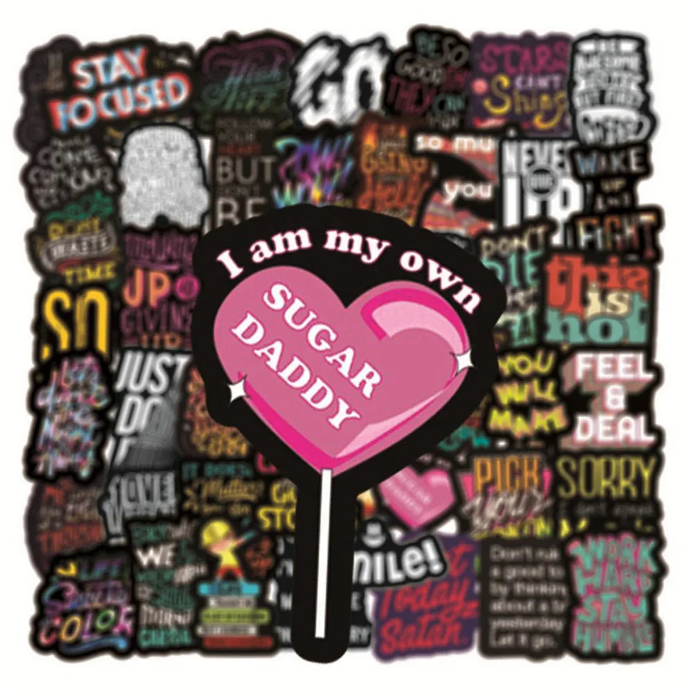 50pcs Motivational Phrase Stickers Encouragement Inspirational Quotes Scrapbook Stationary Office Study Room Sticker Decal (ONLINE ORDER ONLY)