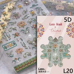 Gradient Halo Dyeing Dark Red Rose Flower Rhinestone Lace Bow Heart 3D Self Adhesive Nail Art Decoration Sticker Manicure Decals (ONLINE ORDER ONLY)