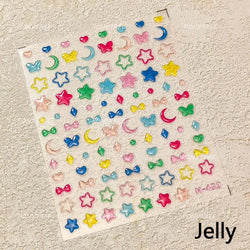 Colourful Graffiti Round Dot Line Water Droplet Cute Comma Geometric Jelly 5D Self Adhesive Nail Art Stickers Manicure Decals (Online Order Only)