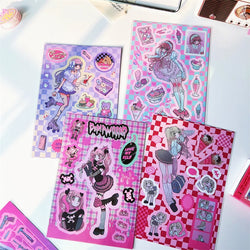 Korean ins Sweet Cool Girl Sticker Scrapbooking Diary DIY Album Decoration Sticker Aesthetic Stationery Art Supplies Personalizd (ONLINE ORDER ONLY)