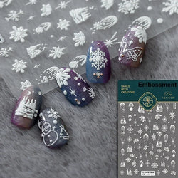 Winter Christmas Crystal Delicate Hexagon Romantic Laser Silver Chic Snowflakes Self Adhesive Nail Art Sticker 5D Manicure Decal (ONLINE ORDER ONLY)