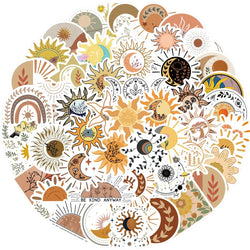 Bohemian Moon Sun Flower Stickers Decals for Phone Laptop Suitcase Wall (Online Order Only)