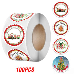 100-500pcs Merry Christmas Gift Decorative Stickers Round Thank You Labels Handmade Candy Biscuits Package Christmas Sticker (ONLINE ORDER ONLY)