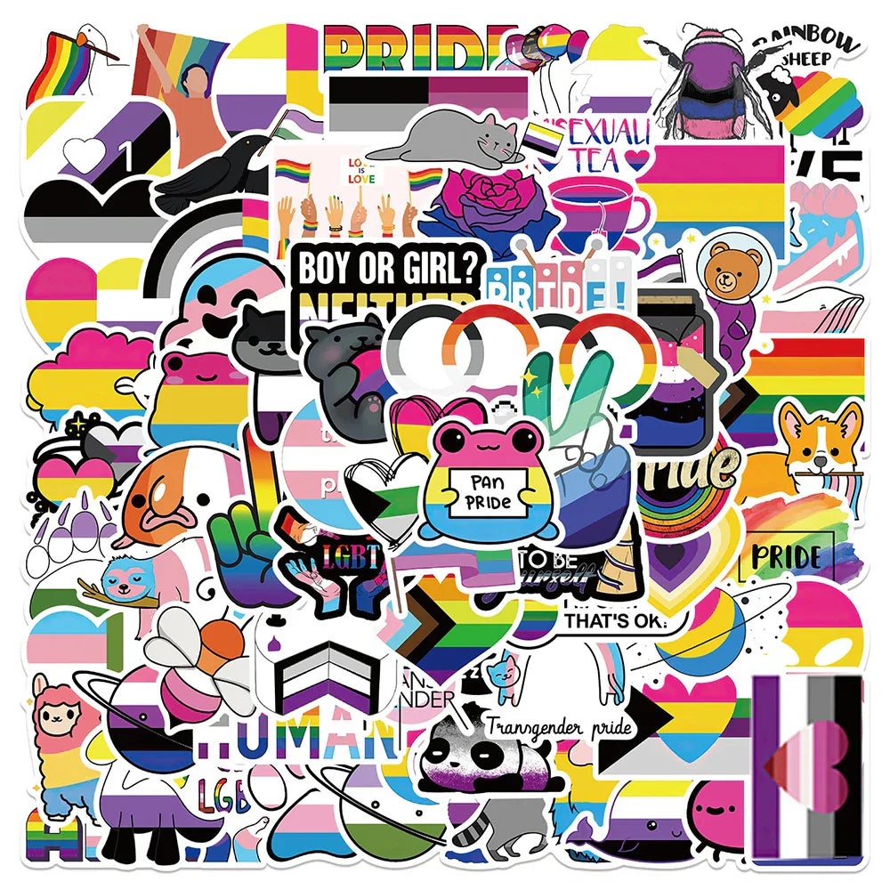 LGBT Rainbow Pride Stickers Pack - Lesbian, Bisexual, Pansexual, Transgender Decals for Skateboard, Phone, Laptop (Online Order Only)