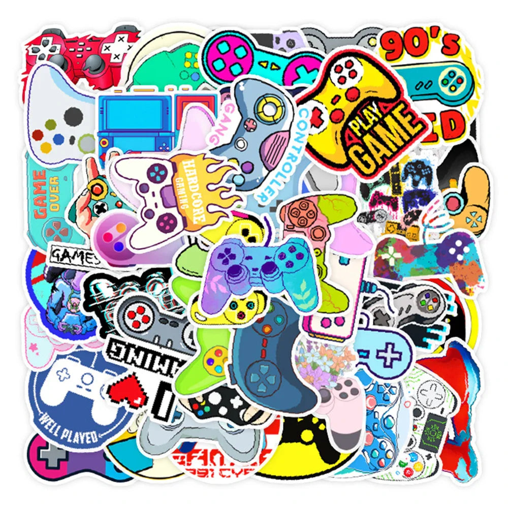 10/30/50PCS Gamepad Game Controller Stickers Decoration DIY Switch Phone Laptop Helmet Car Waterproof Sticker Toy For Kids Gift (ONLINE ORDER ONLY)