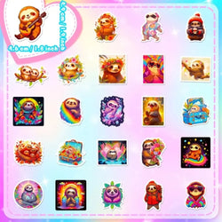 10/50Pcs Cartoon Sloth Stickers Cute Personality Creative Stationery Sticker for Laptop Refrigerator Helmet Bike Guitar Kids Toy (ONLINE ORDER ONLY)