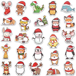 50pcs Cute Cartoon Merry Christmas Animals Stickers For Laptop Water Bottle Luggage Guitar Waterproof Graffiti Vinyl Decals (ONLINE ORDER ONLY)