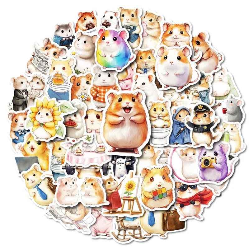 10/30/50PCS Kawaii Hamster Sticky PVC Sticker Aesthetic DIY Children's Decoration Scrapbooking Hand Accounting Supplies for Kids (Online Order Only)