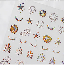 Shiny Laser Constellation Totem Pink Blue Gold Silver Shell Starfish Moon Star 3D Self Adhesive Nail Art Sticker Manicure Decals (ONLINE ORDER ONLY)