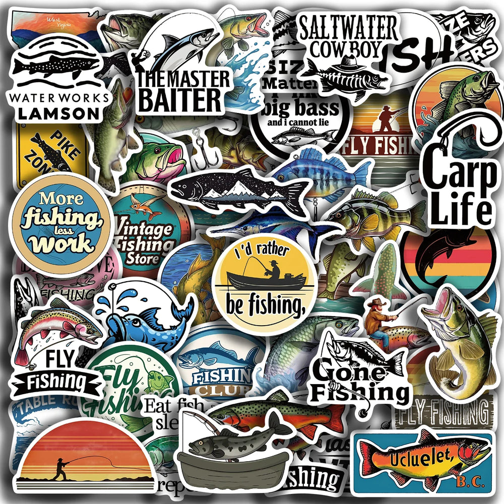 50PCS Cute Fish Animals Graffiti Stickers Skateboard Phone Laptop Waterproof Cool Cartoon DIY Sticker Decals Toy (Online Order Only)