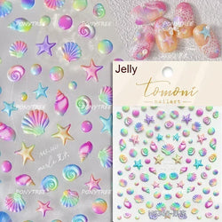 Beach Colourful Conch Dolphin Shell Starfish Jellyfish Star Summer Sea Wave Vacation Mode Water Bubble Nail Art Stickers Decals (Online Order Only)