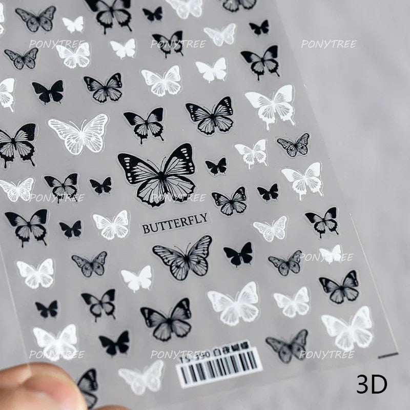 Colourful Butterfly Insect Animals Charming Jelly Special Workmanship 5D Soft Relief Adhesive Nail Art Stickers Manicure Decals (Online Order Only)