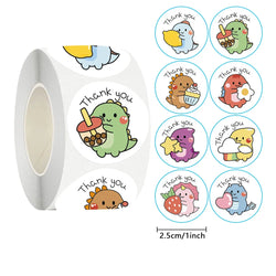 1 Inch Dinosaur Thank You Stickers - 50/100/500pcs Labels for Packaging, Gifts, Baking, Decor (Online Order Only)