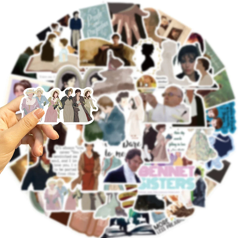 50pcs Pride And Prejudice Stickers TV Show Classic Movie Decals For Laptop Scrapbook Water Bottle Phone Bike Helmet Sticker (Online Order Only)
