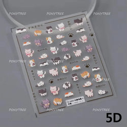 Lovely Cartoon Halo Dyeing Cat Bowkbot Paw Kitten Star Love Charming Self Adhesive Nail Art Sticker Cute Animals Manicure Decal (ONLINE ORDER ONLY)