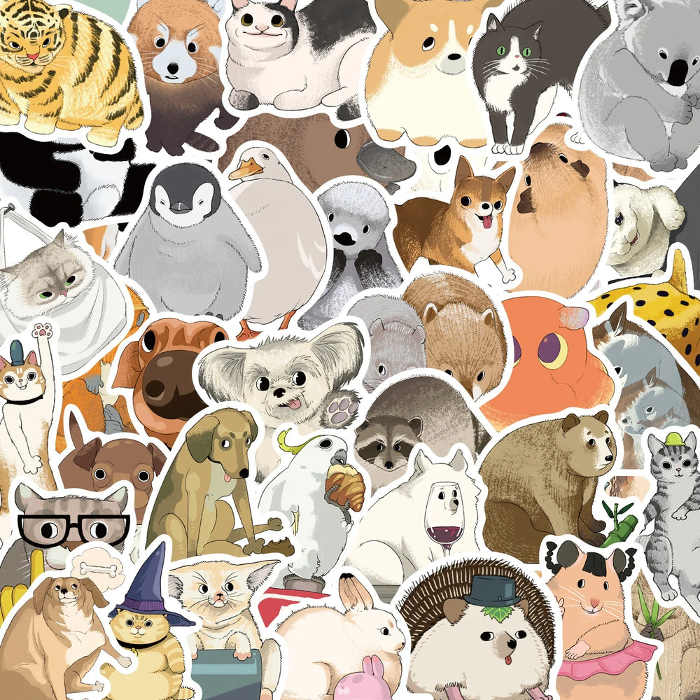 50PCS Mixed Animals Rabbit Panda Cat Sticker Aesthetic DIY Korean Stationery Decoration Scrapbooking School Supplies (ONLINE ORDER ONLY)