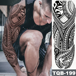Large Full Arm Sleeve Waterproof Temporary Tattoo Sticker Indian Tribal Machine Turtle Totem Fake Tatoo Body Art Men Women Leg (Online Order Only)