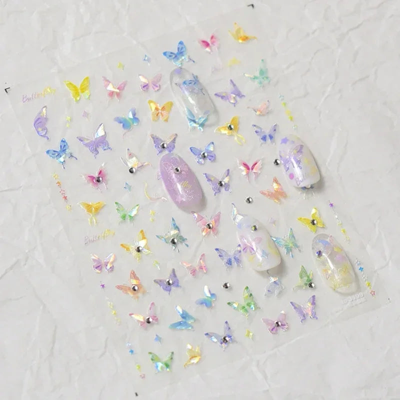 Dreamy Moon Star Cloud Butterfly Starrylight Rhinestone 5D Soft Embossed Relief Nail Art Sticker 3D Decal Decoration Manicure (ONLINE ORDER ONLY)