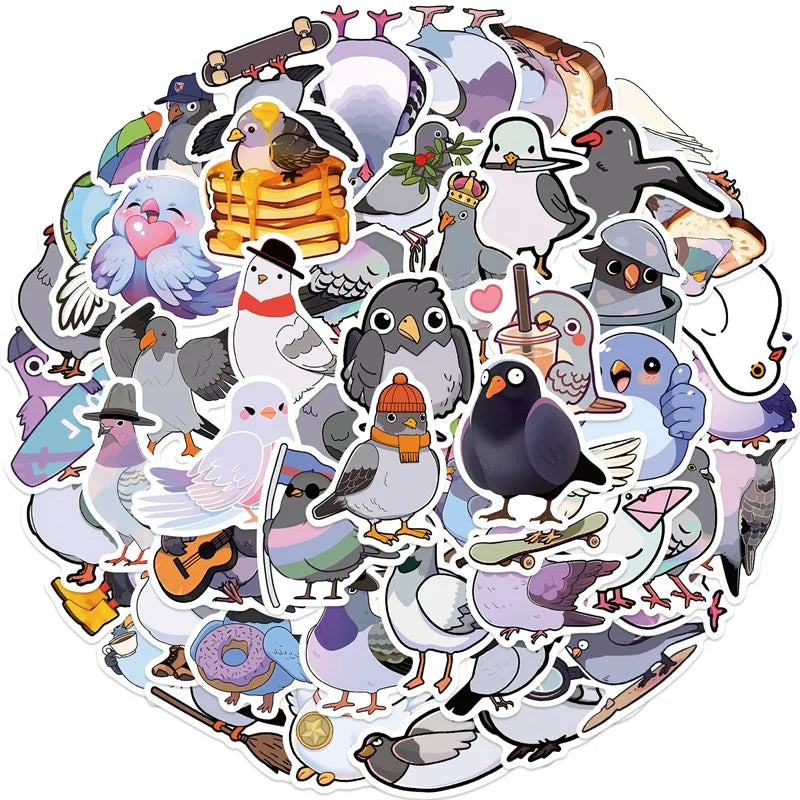10/30/50PCS Kawaii Pigeon PVC Sticker Aesthetic Chidlren's Korean Stationery Decoration Scrapbooking School Supplies for Kids (ONLINE ORDER ONLY)