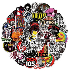 54pcs Vintage Rock Music Stickers for Scrapbook Guitar Laptop Phone Craft Supplies (Online Order Only)